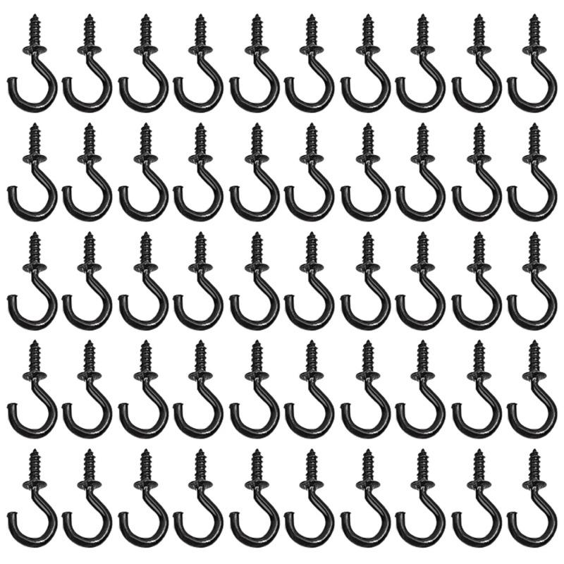 100pcs Screw Hooks Cup Hook Shouldered Screw Hanging Heavy Duty Cup Extend A Holders Wood Securing Light Home Storage Racks