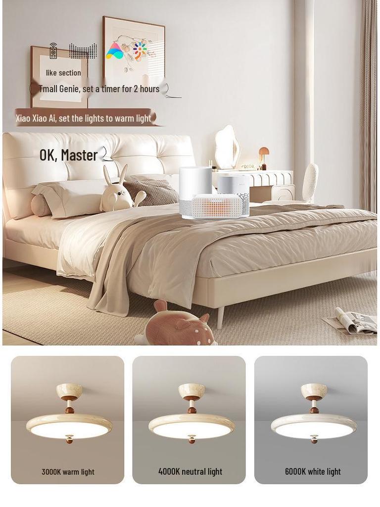 French Cream Medieval Wood Grain Wabi-Sabi Chandelier for Bedroom & Study