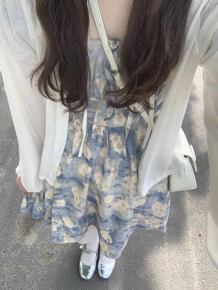 Large Size French Coffee Break Floral Dress Women's 2026 New Summer Skirt Fat Mm Belly and Thin A-word Short Skirt