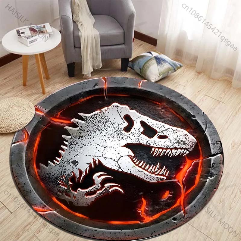HD 3D Dinosaur Print Round Rugs for Bedroom Area Floor Mats for Kids Room Household Bath Chair Mat Carpet Living Room Home Decor