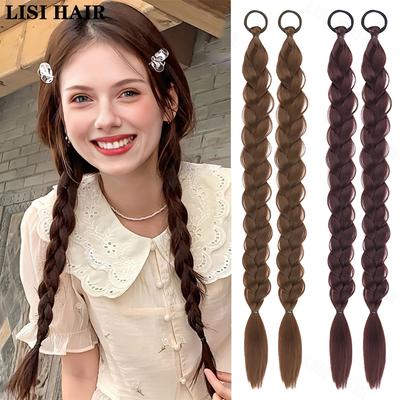 2 шт. Синтетична гумка, косичка з хвостиком, нарощене волосся, довгий хвіст, аксесуари для волосся для жінок, вечірка, повсякденний одяг