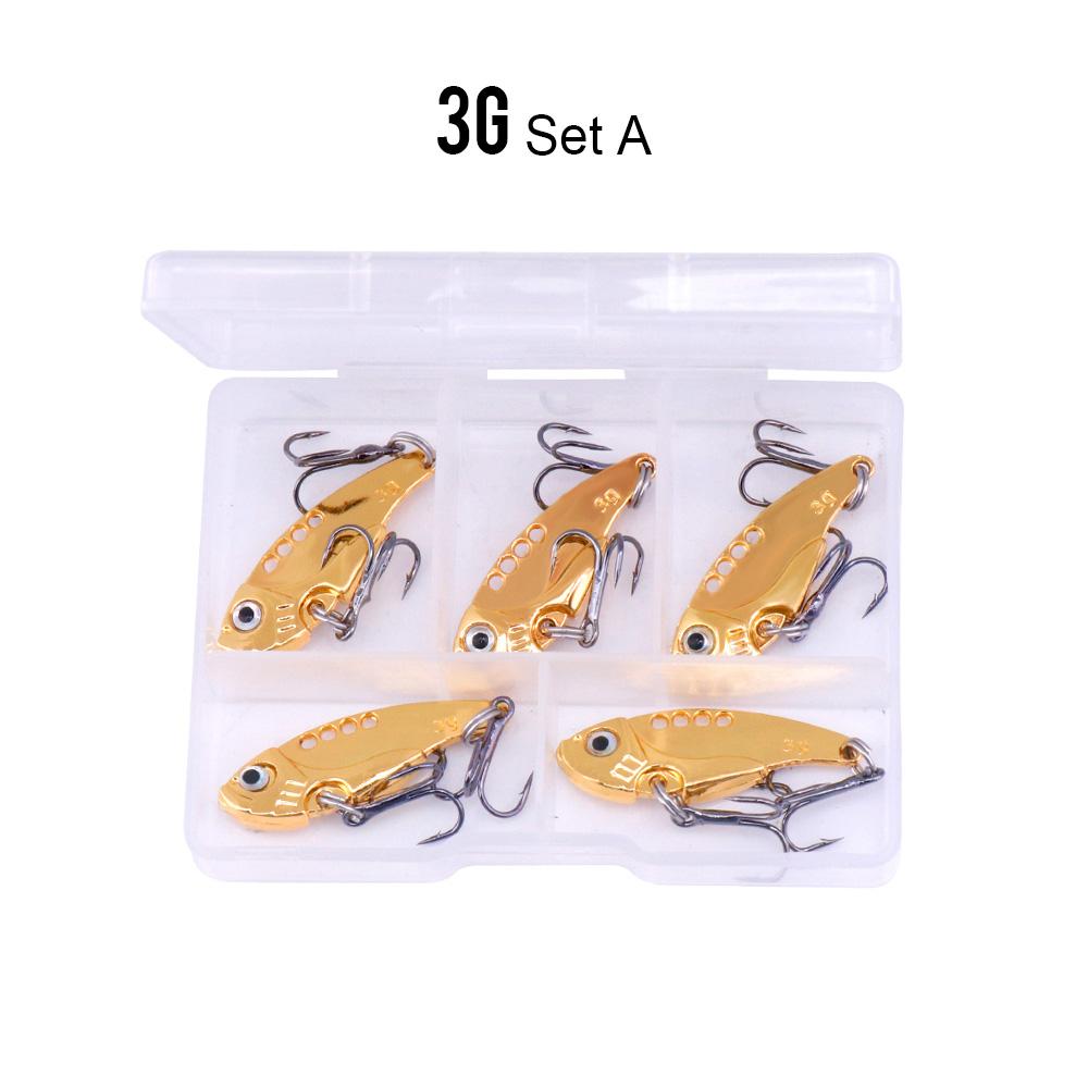 5pcs In Box Vib Lure Set 3g/7g/10g Sinking Wobblers For Pike Bass Metal Vibe Crankbaits Fishing Lure Kit