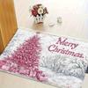 Rosa Weihnachtsbaum Fußmatte Rutschfest Maschinenwaschbar Teppich für Wohnzimmer Schlafzimmer Küche und Wäscheraum Teppich