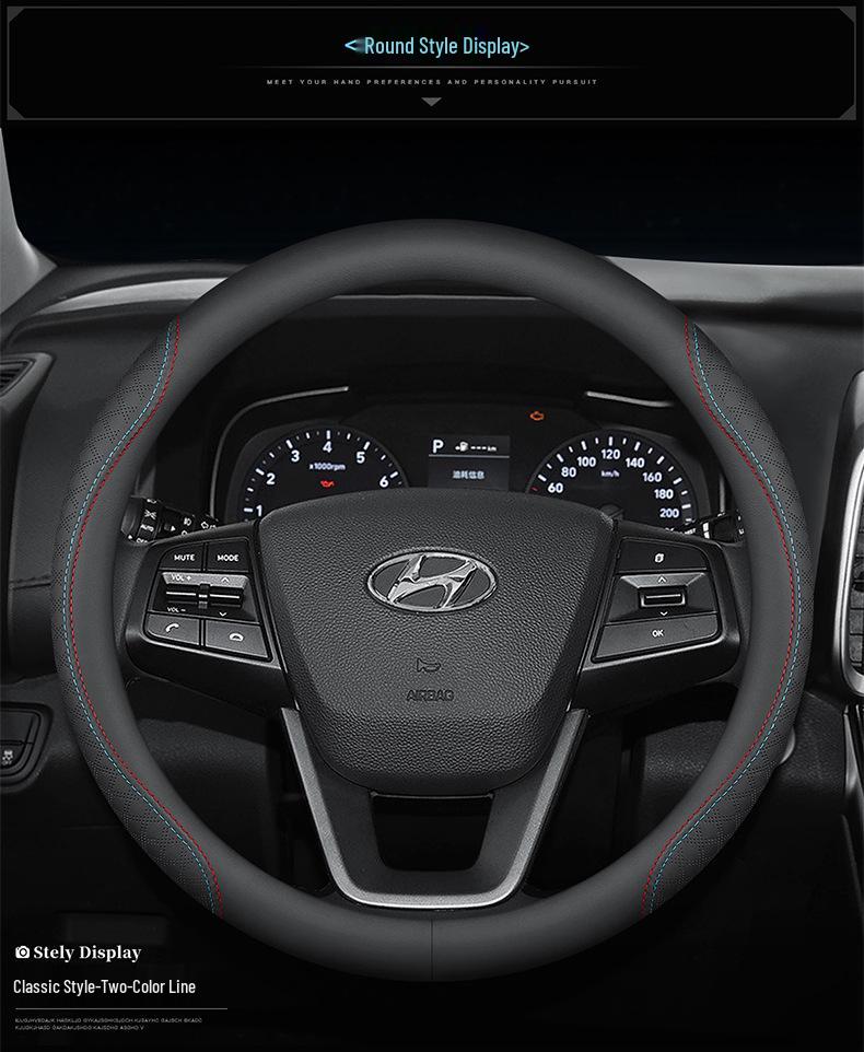 Skórzany Pokrowiec na Kierownicę dla Hyundai Elantra, Mistra, IX25, Tucson, Reina, Festa, IX35