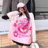 Women's Rhinestone Cartoon Print Round Neck Pullover Sweater - Korean Style Knitwear Top