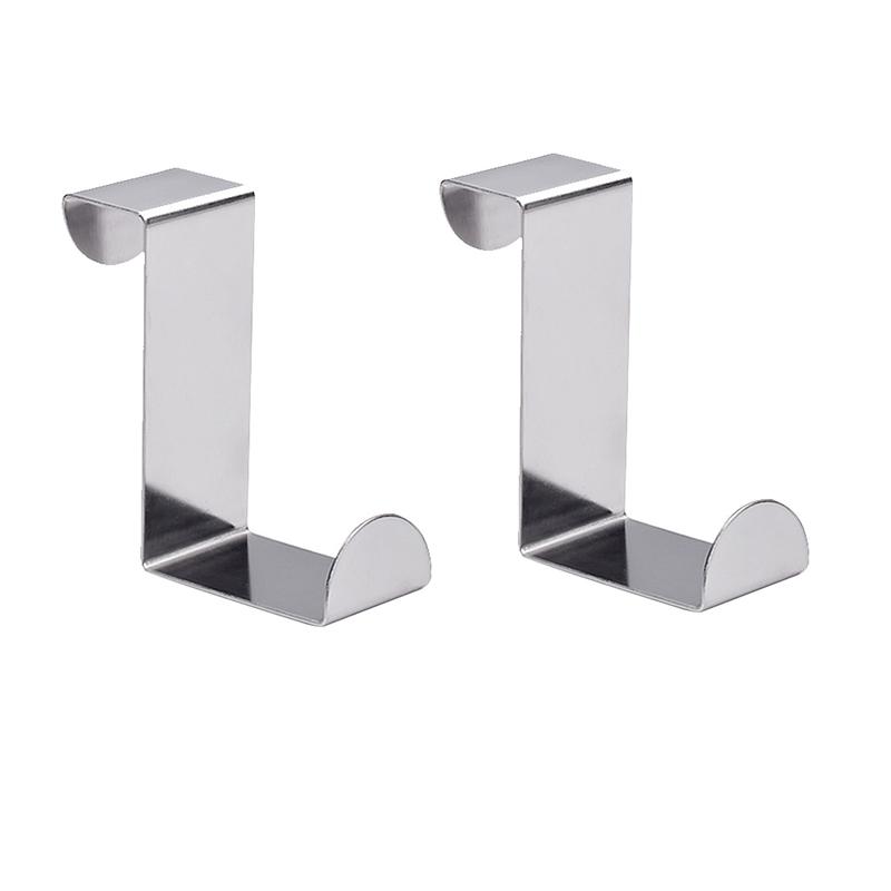 Hook Stainless Steel Reversible Over Door Cabinet Cupboard Door Towel Hanger Holder Hook Rack For Office Kitchen 220Pcs Drawer