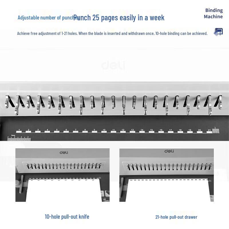 Deli 21-Hole Comb Binding Machine CN plug (adapter included)