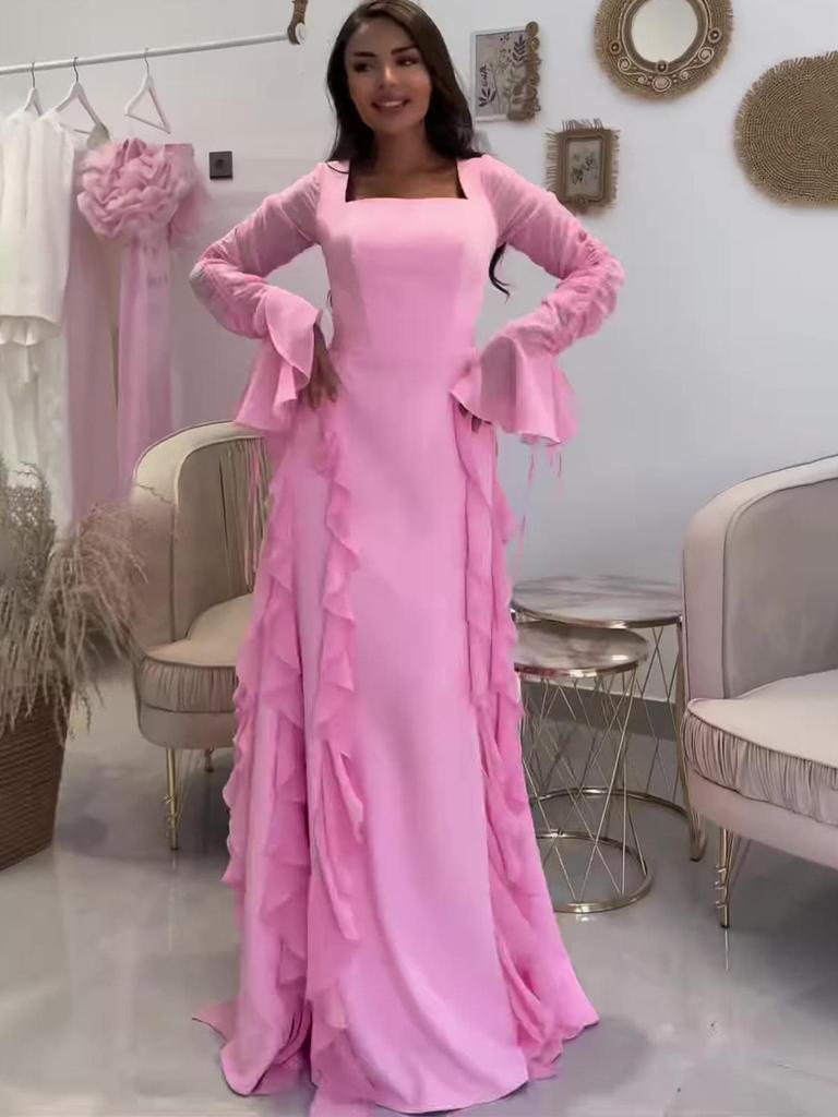 2025 Frühling Retro Elegantes Langarm Schlankheitskleid für Damen