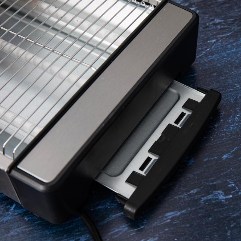 Gastronoma Flat Toaster 18140003 920 W 6 Levels Timer Inox