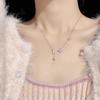 Sterling Silver Butterfly & Zirconia Tassel Necklace - Light Luxury Clavicle Chain for Women