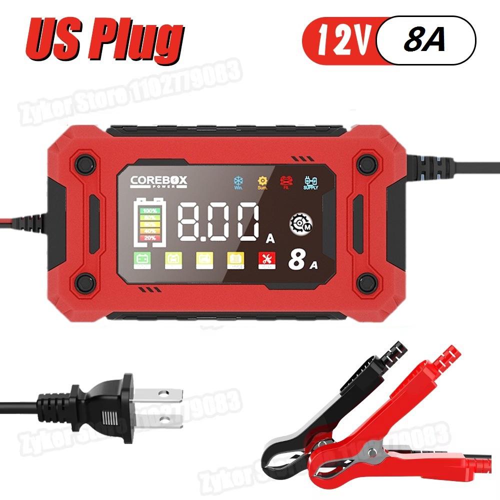 12V 15A 8A Car Motorcycles Smart Battery Charger For Lifepo4 Lead Acid AGM Digital Touch Screen Lithium iron Phosphate Charger