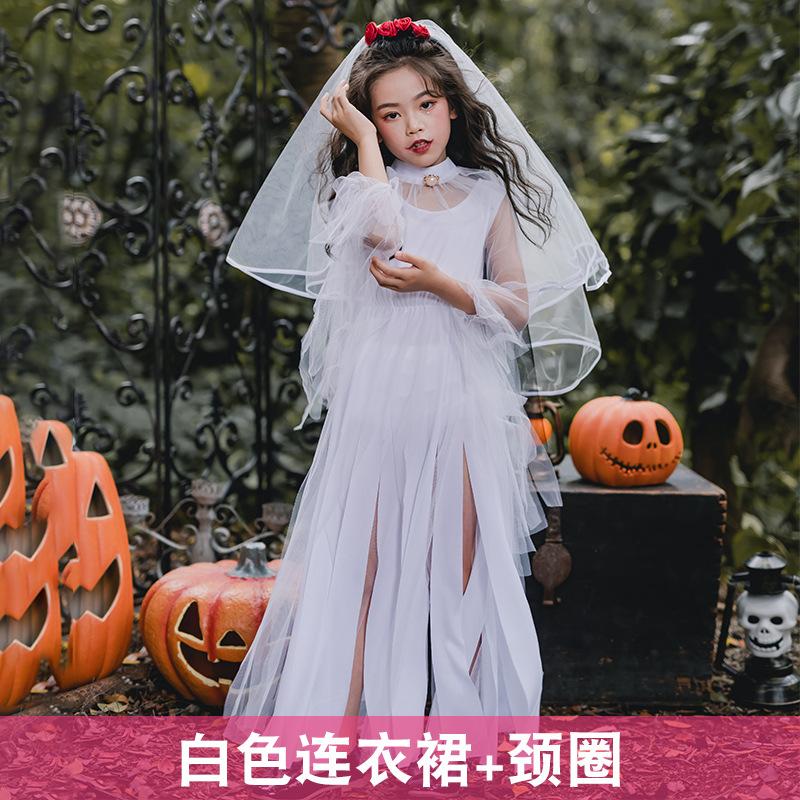 Halloween Costumes Kids Costumes Girls Dark Demon Ghost Bride Long Dress Vampire Witch Witch