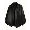 New long-sleeved shirt for men, spring style, textured slightly wrinkled linen feel shirt, simple drapey jacket