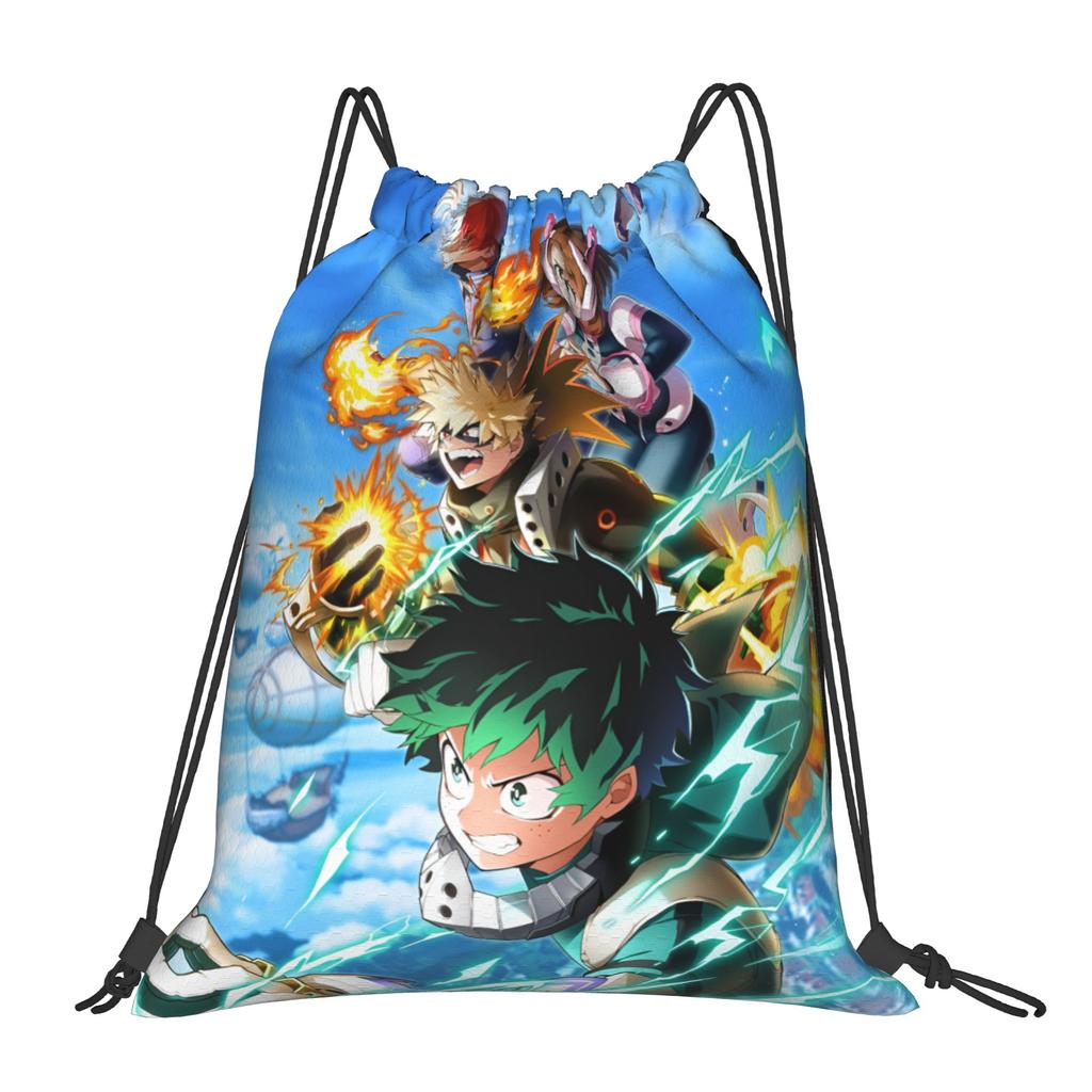 Custom My Hero Academias Drawstring Bag Men Women Portable Gym Sports Sackpack Shoto Todoroki Shopping Storage Backpacks