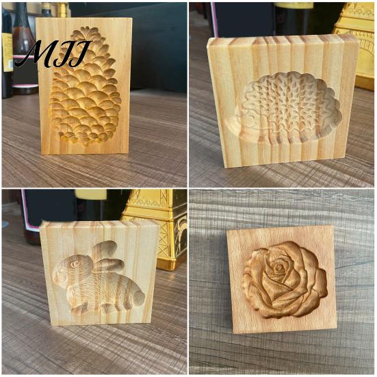 Easy Clean Dough Decorating Tools Wood Cookie Cutter Mold, Round Gingerbread Biscuit Stamp for Professional Pastry Shaping DIY Baking, Cake
