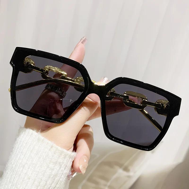 Retro Large Frame Sunglasses Women's Fashionable  Girls Concave Style Glasses Slimming Fashion Personalized Sunglasse
