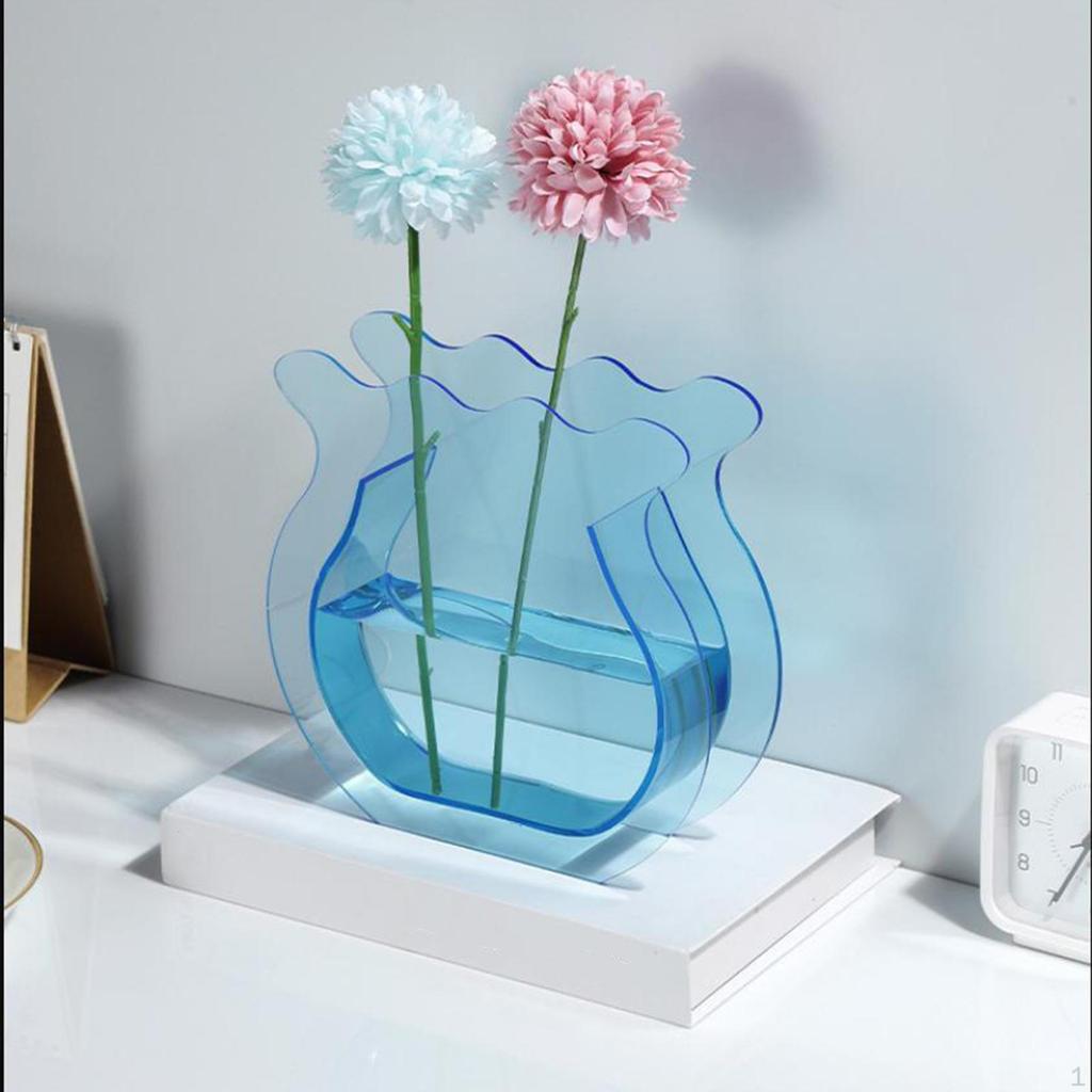 Acrylic Flower Vase Decorative Art Vases Bouquet Holder Contemporary Floral Container Table