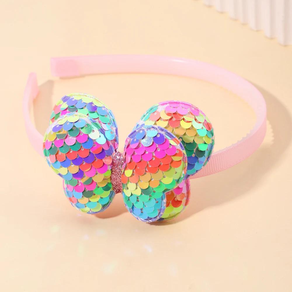 2/3 Pcs Baby Sequins Butterfly Flower Hairbands for Girls Hair Ties Set Clips Bows Headband Kids Headwear Gifts Hair Accessories