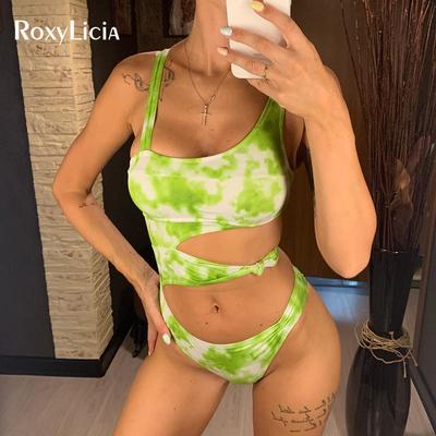 11 barev Sexy Asymetrická Kravata Dye Dámské Plavky Nepravidelné Jednodílné Plavky Dámské Koupání Plavky Plavky Lady