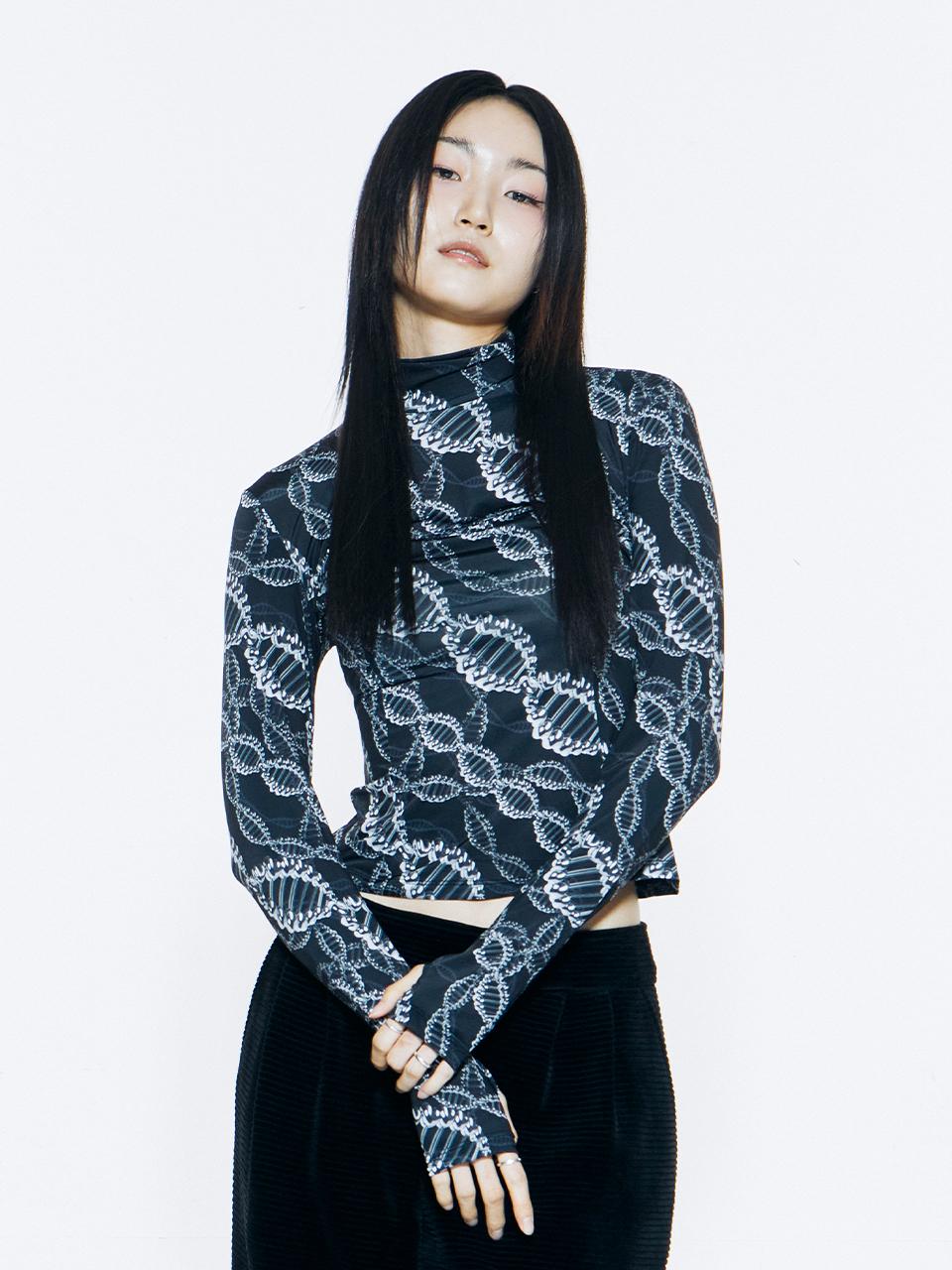 Vegan Tiger Print Fingerhole Top (Black) Free