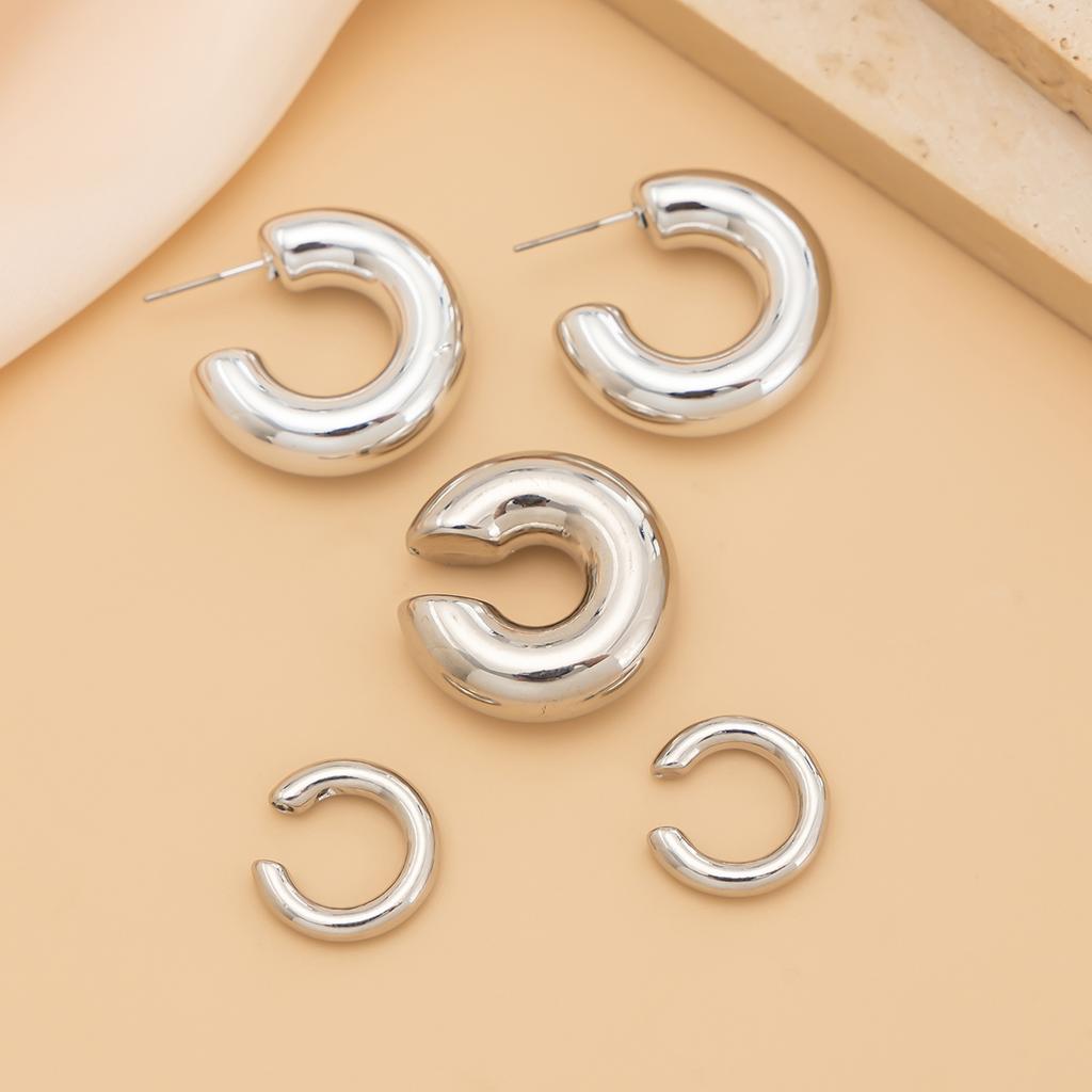 Ingemark 5 Pcs/Set Punk Minimalism Gold Color Metal Piercing Stud Earrings Women Creative CCB C-Shape Hoop Earrings New Jewelry