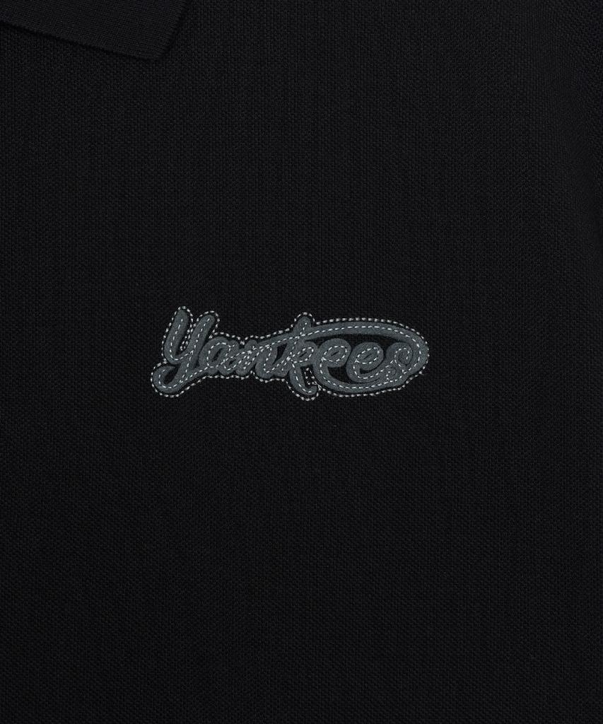 Emelbi Varsity Small Curly Oversized Collared T-Shirt Ny (Black)