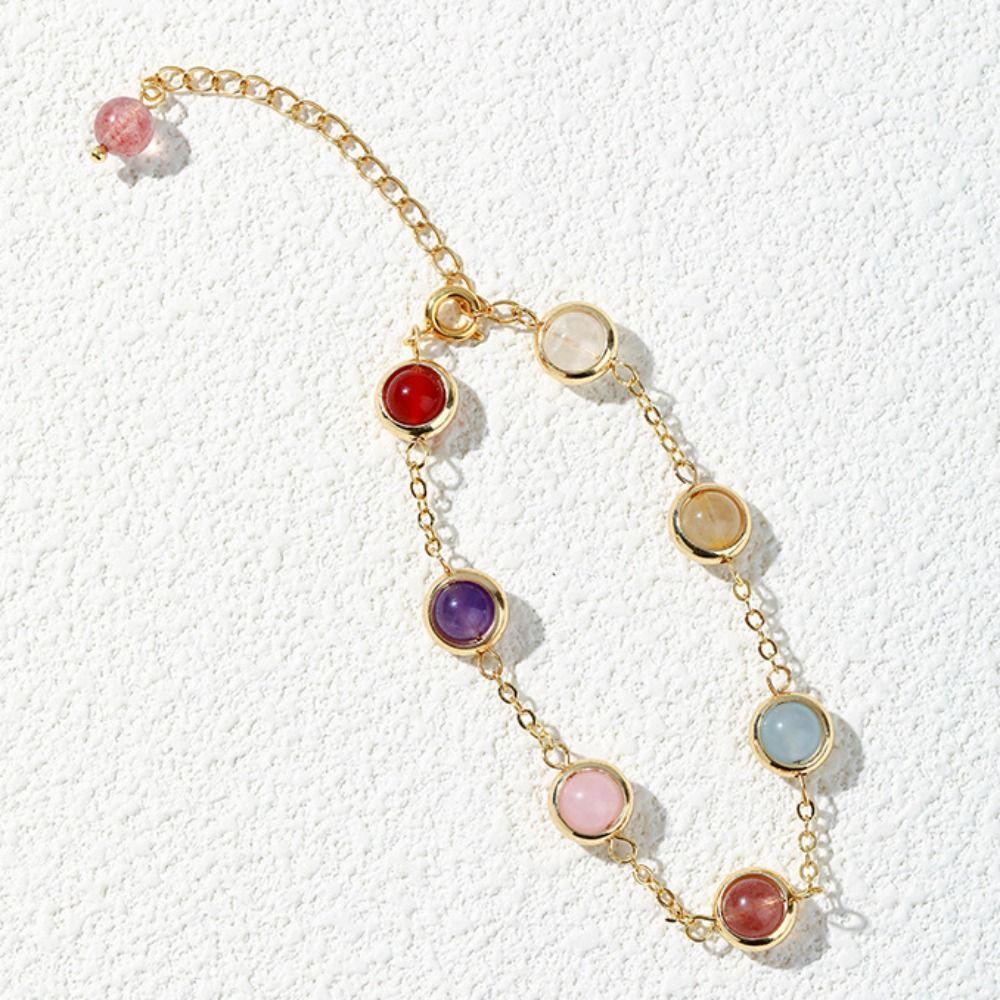 Adjustable Colorful Crystal Lucky Bracelet Rainbow Candy Beads Bangle  Wedding Party Gift