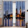 City Building Night View Seaside 3d Printed Curtains Living Room Kitchen Bedroom Decorative Curtains Easy To Wash And Care 2 Pcs
