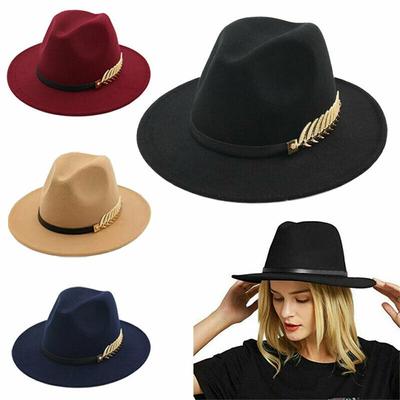 New Autumn Winter Wool Sun Hat Wide Brim Hat Felt Trilby Jazz Cap