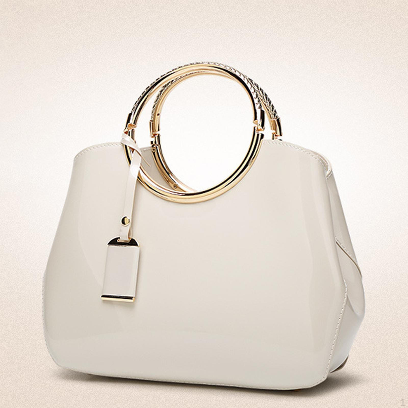 Глянцевая лакированная кожаная сумка через плечо Элегантная женская сумка-хобо