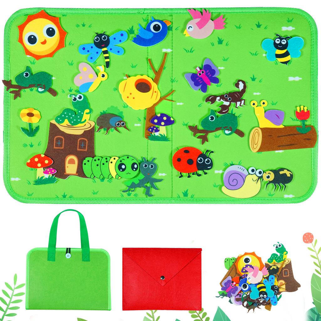 Montessori Animal Busy Board (Farm/Space/Insects/Ocean/Arctic) – Flannel Sensory Toy for Kids, Ideal Birthday Gift