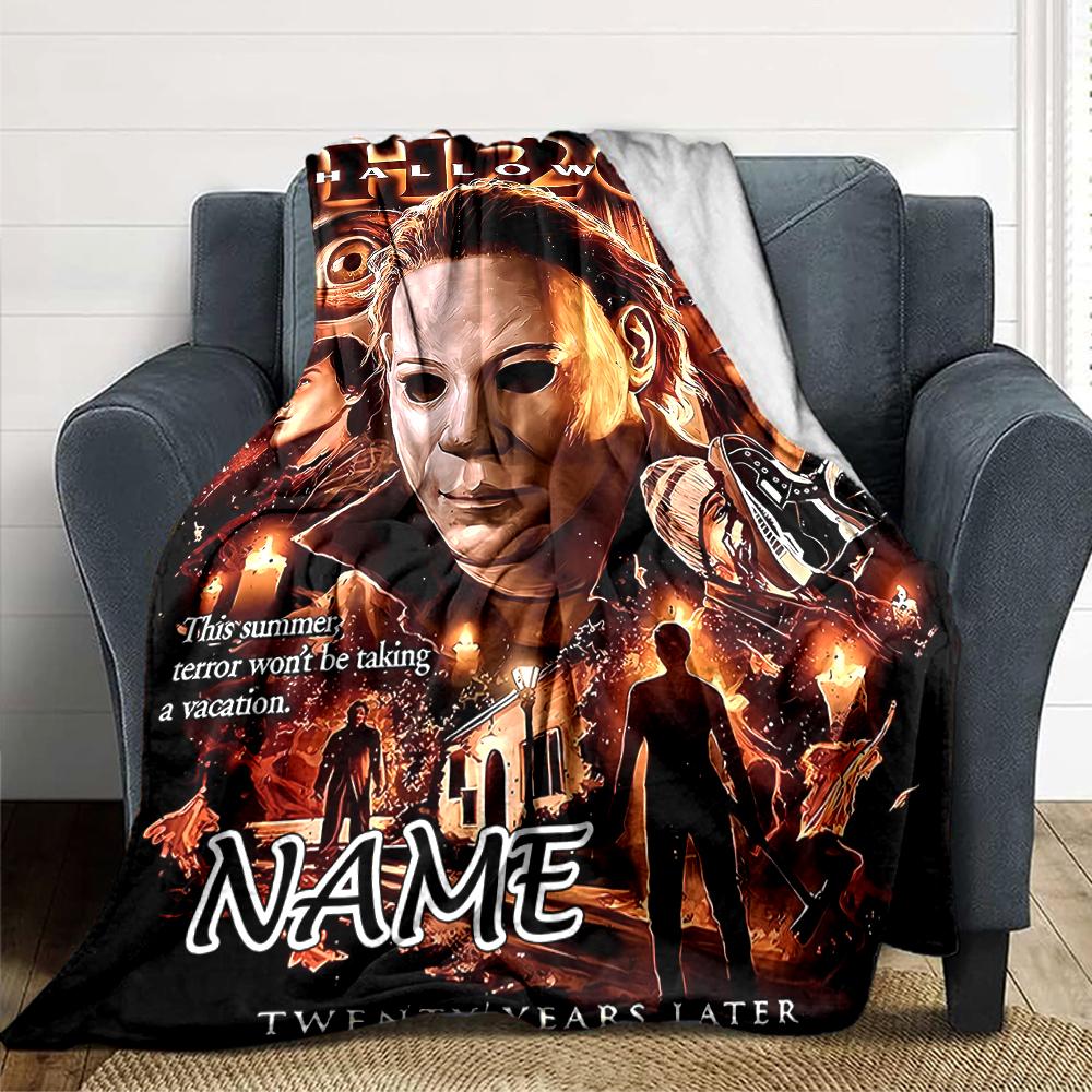 Custom Name Horror Movie Night Party Blanket For Couch Bed Plush Cozy Fuzzy Blanket Super Soft Warm Blankets For Fall And Winter 0916171