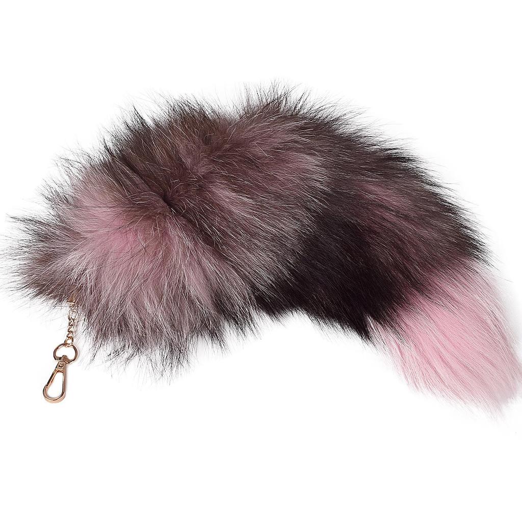 Silberblaufuchs Pelz XL Anhänger: Echter Pelz Damen Taschenanhänger & Auto-Schlüsselanhänger