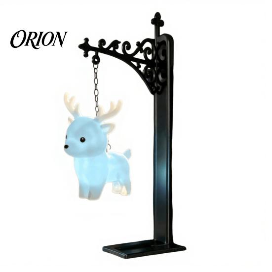 Magical Lantern for Reading Nook Hanging Magic Owl Bird Deer Bookend Lamp, Gothic Metal Bookshelf Light, Relaxed Light Den Vintage Library Animal