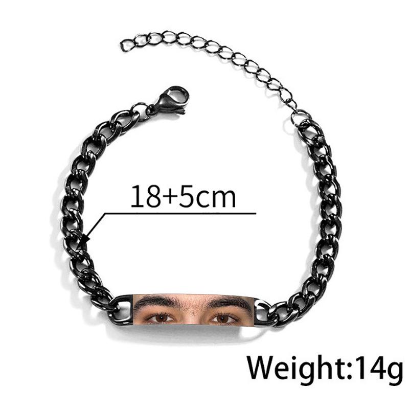 Stainless Steel Curved Plate Photo Bracelet - Personalized Engraved Couple Design