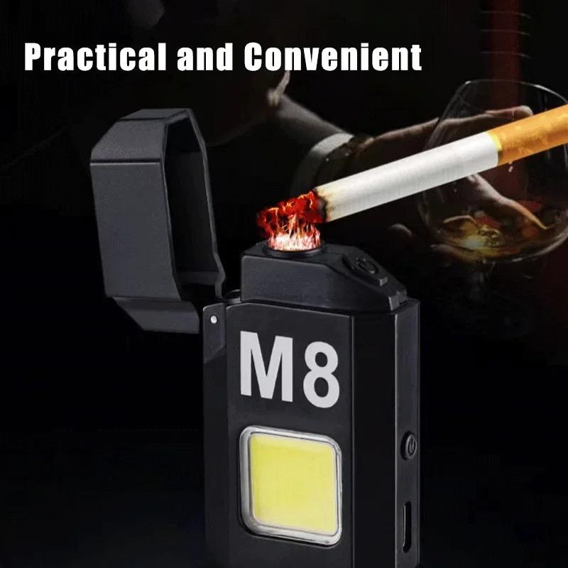 Rechargeable Type-C Interface Waterproof M8 Mini Flashlight Double Arc 2-in-1 COB Work Light Outdoor Strong Light