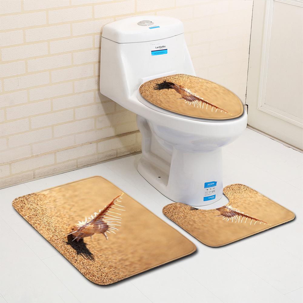 Shell Bathroom Floor Mat Toilet Three-Piece Set