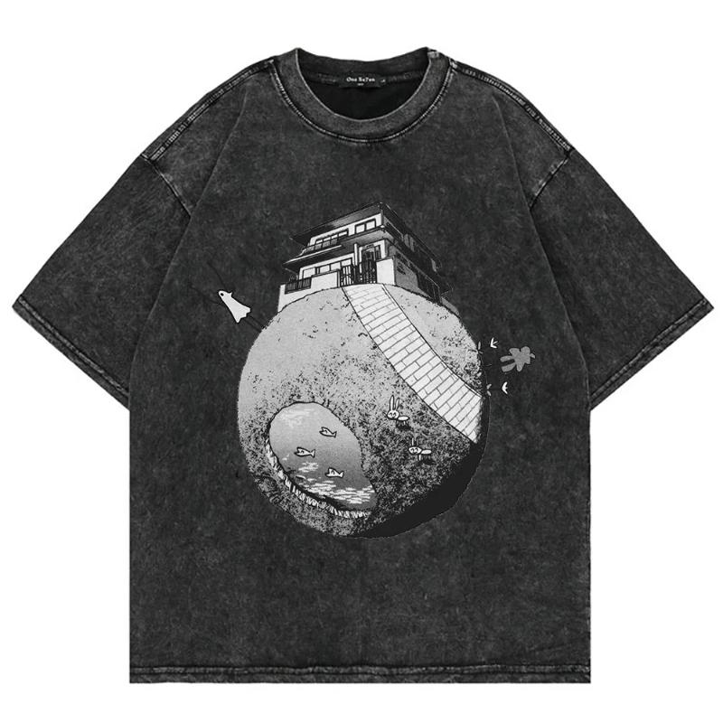 T-shirt Graphique GOODNIGHT PUNPUN pour Hommes Femmes Vêtements T-shirt Été Manches Courtes Hauts T-shirt en Coton Lavé Surdimensionné