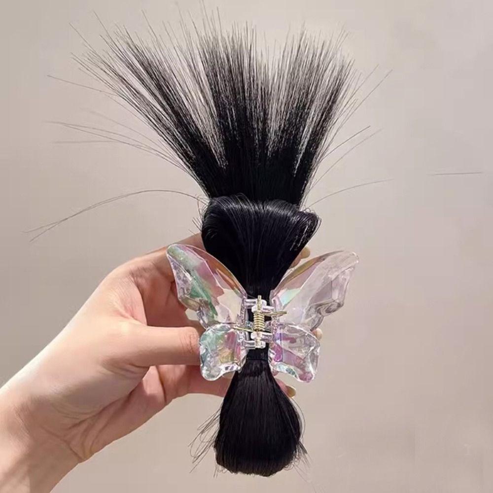 

Woman Wig Clip Handmade Clamping and Contracting Beautiful Fake Hair Clip Natural black