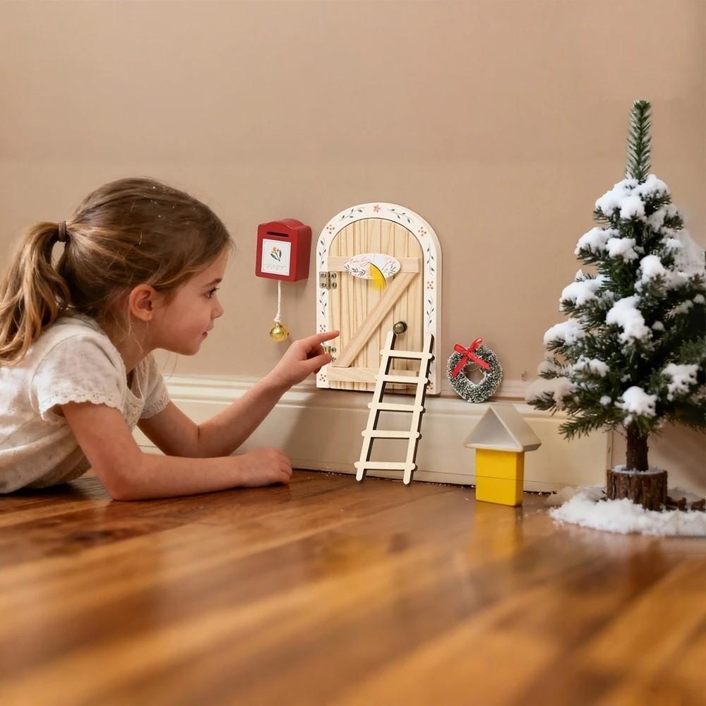 Christmas Style Fairy Elf Door Cartoon Christmas Cartoon Elf Door Cute Wooden Elf Door