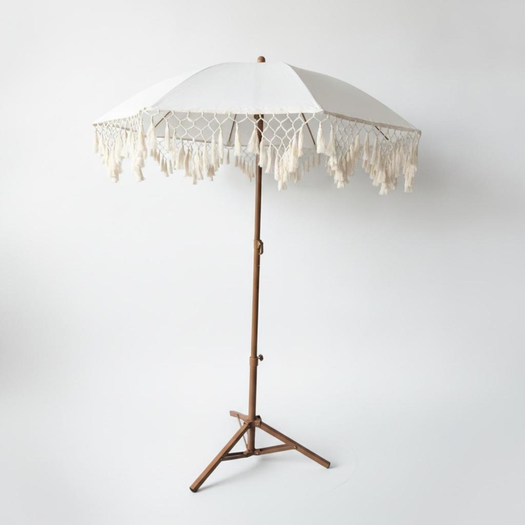 Boho Patio Umbrella Portable Tassel Lightweight for Beach