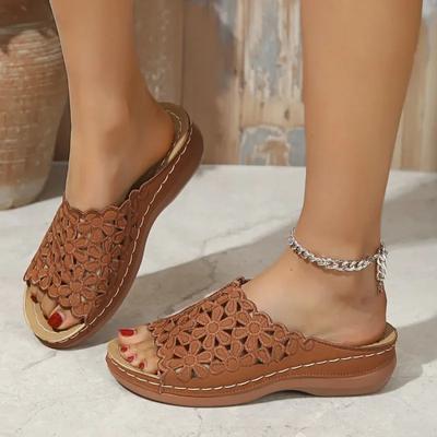Fashion Shoes for Women 2024 Hot Sale Open Toe Women's Slippers Summer Rome Hollow Solid Outdoor Casual Beach Wedge Large Size Slippers
