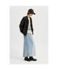 LUCKY CHOUETTE Back Banding Color Block Long Denim Skirt (Blue) Lfpdm25320Bux