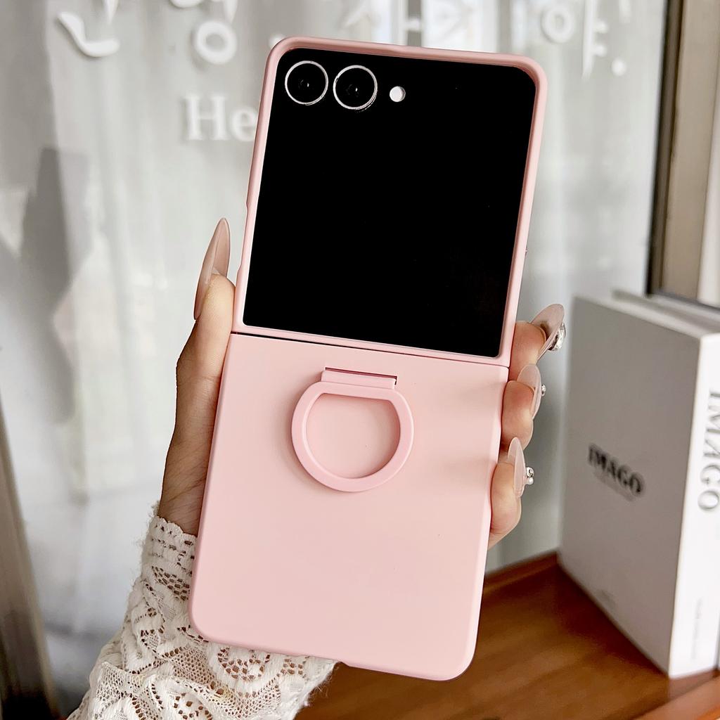 Luxury Candy Color Ring Silicone Finger Buckle Hard Shell Case For Samsung Z Flip 7 FE 6 5  Gradient Matte Shockproof Skin Cover