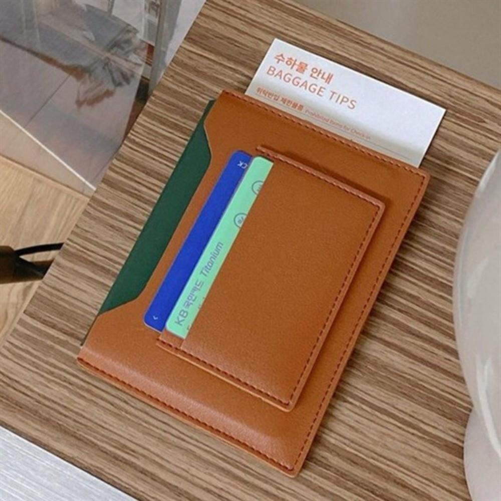 Multifunctional Passport Cover Solid Color Ticket Folder Simple Card Holder Male