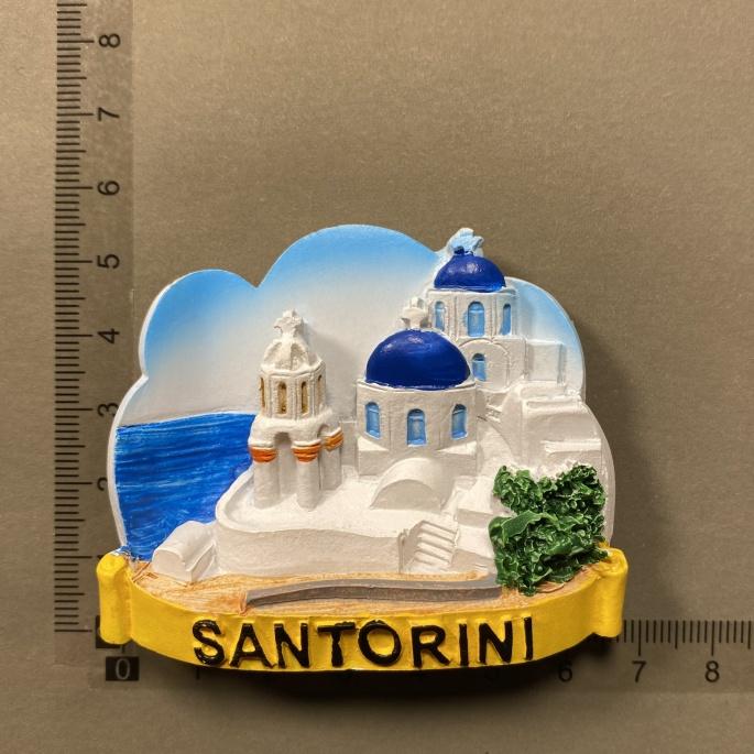 The Blue Dome Stereoscopic Church of Santorini, Greece Fridge Magnets Tourist Souvenir Refrigerator Stickers Commemorative Home Decoration