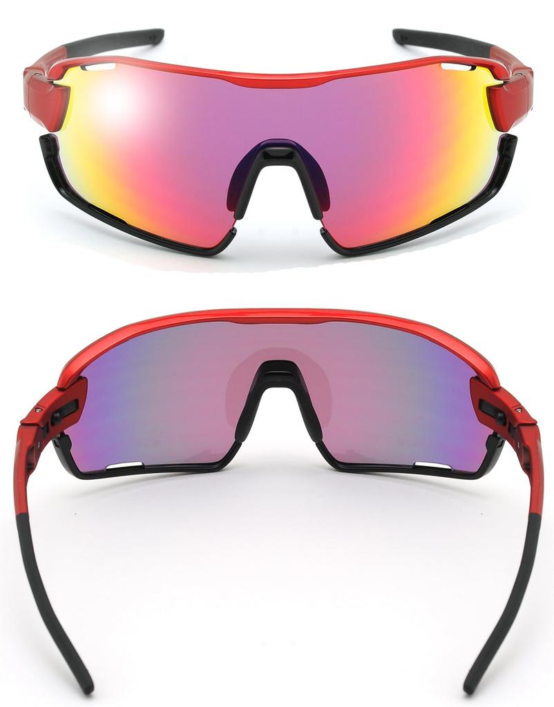 FIT MASTER Sports Perfect Fit for Ribbon Mirror A-Fit Men's Full-Rim Sunglasses, You, Red/Red Lens, AF-805-C2-RDRM-S