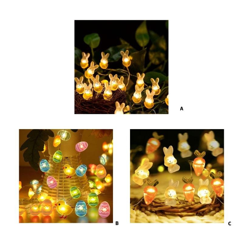 Easter Rabbit Themed LED Lights USB Charging Decorative String Lights for Tabletop Mantels Staircase Festival Decoration
