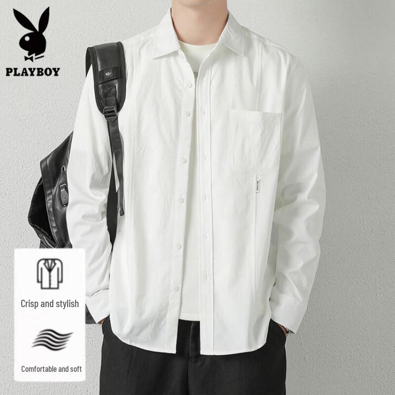 PLAYBOY Men's Long Sleeve Casual Lapel Shirt
