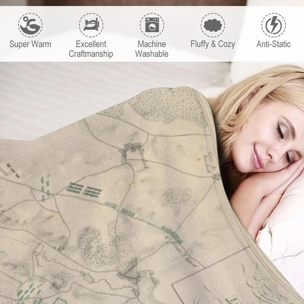 Vintage Battle of Waterloo Map (1846) Throw Blanket throw blanket for sofa Polar blanket Soft Bed Blankets